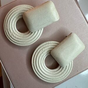 White wooden statement earrings